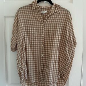 Madewell Brown & White Gingham Button-Up Shirt